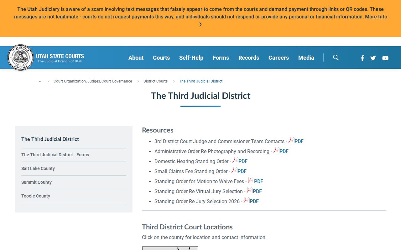 Tooele County warrant records, Third District Court information