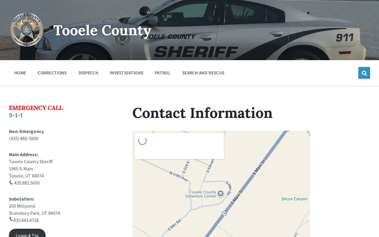 Tooele County warrant records, sheriff contact information