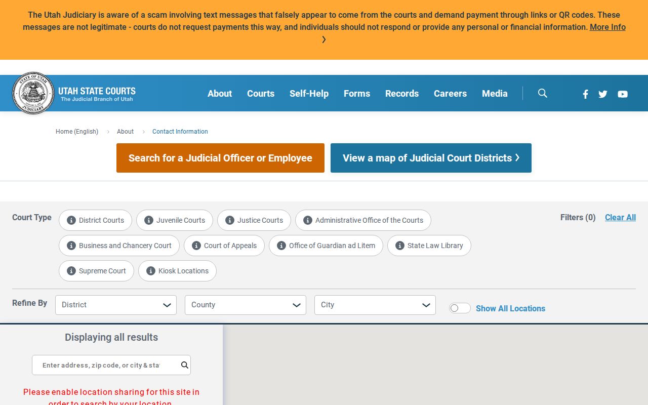 Tooele County bench warrants, Utah Courts directory filters